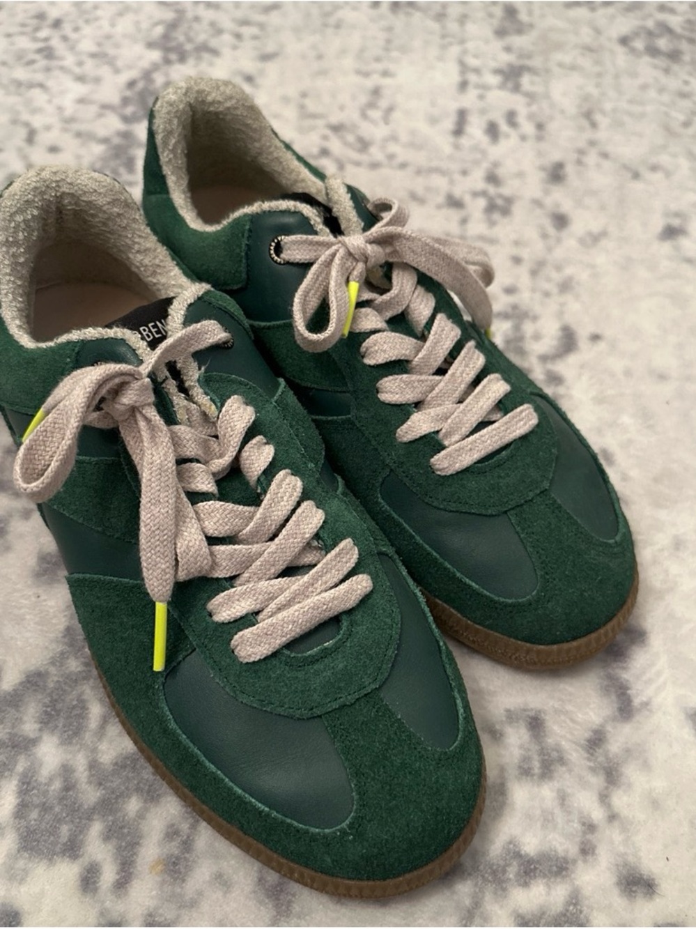 Bench Green Suede & Leather Men's Sneakers with Beige Laces
